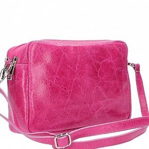 Genuine Italian  Leather Handbag- Fuchsia